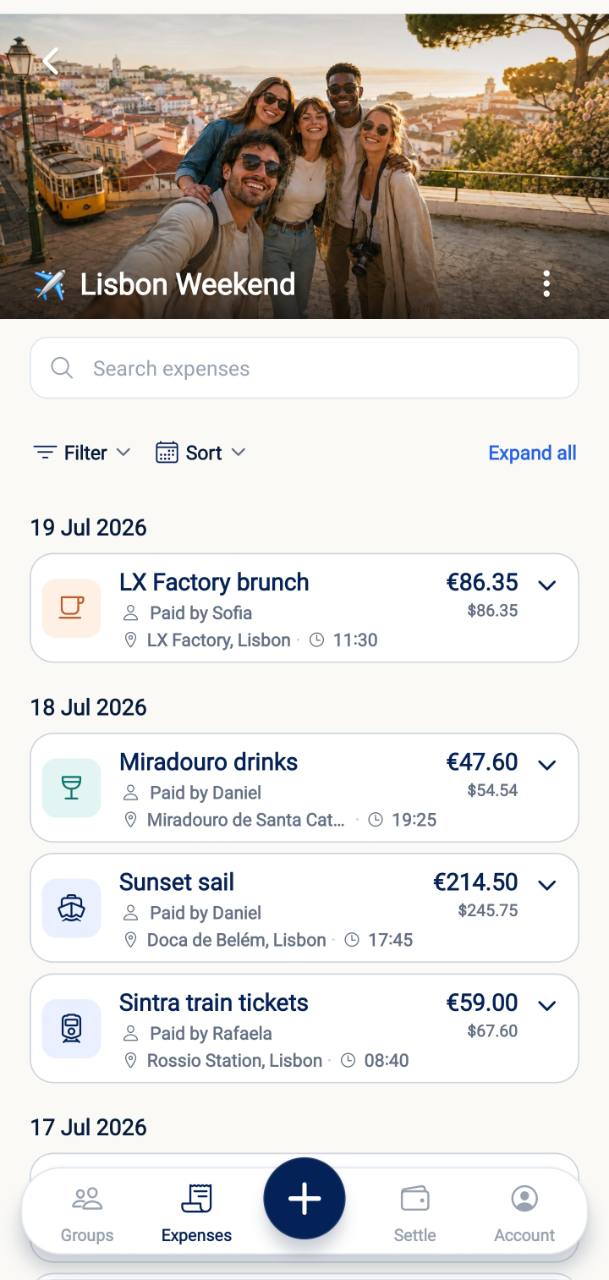 Lisbon Weekend expenses in Splitin
